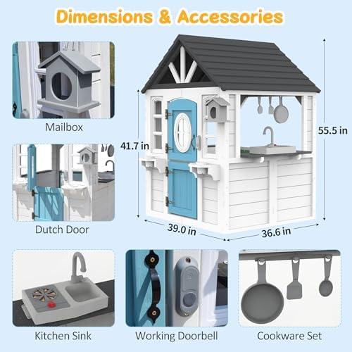 Wooden Kids Playhouse with Kit - Kids Outdoor Sink 评论和价格